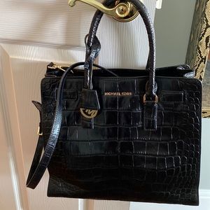 Michael Kors shoulder bag.  Excellent condition.  Black Croc.